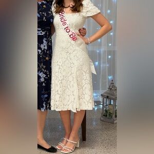 Francesca's White Lace Midi Dress